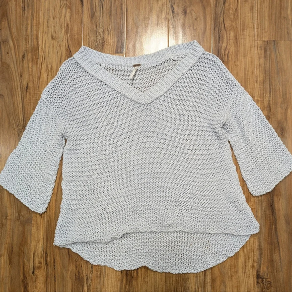 Free People Park Slope Open Knit Chunky Sweater Women's Small Lavender Oversized - Picture 2 of 5